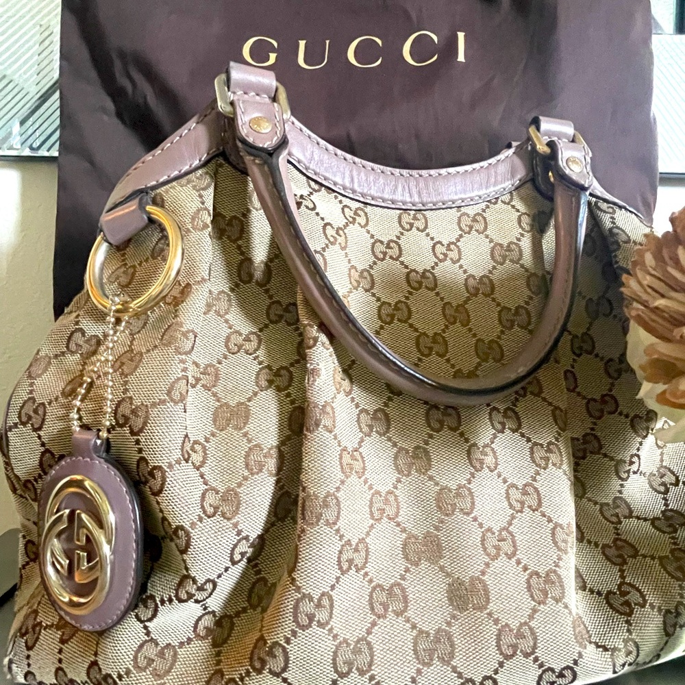 GUCCI Monogram Medium Sukey Tote     Lavender:Vintage Gucci ladies‼️Authentic ✔️